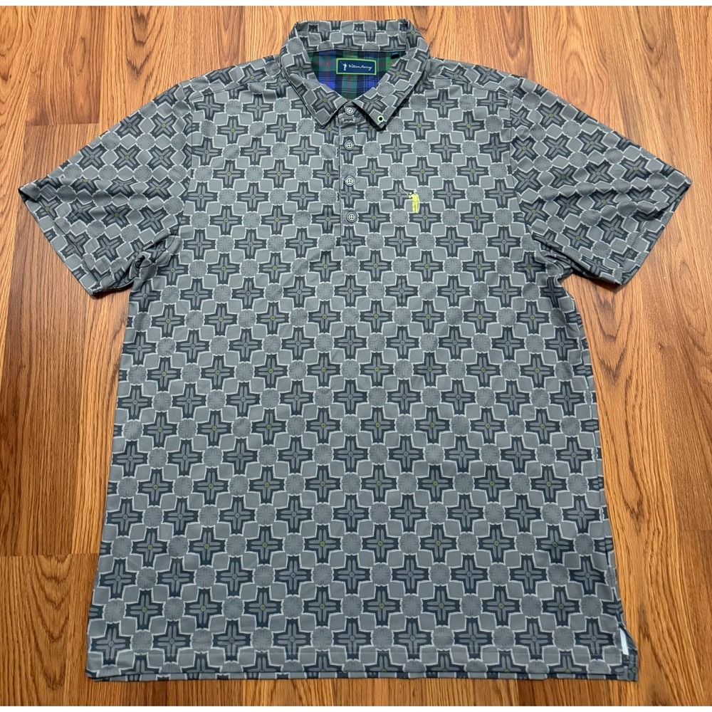 William Murray Polo Mens Large Geometric Print Golf Performance Stretch Shirt